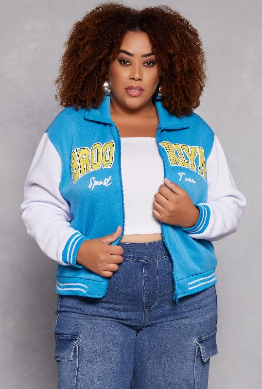 Plus Size Brooklyn Sport Team Varsity Jacket