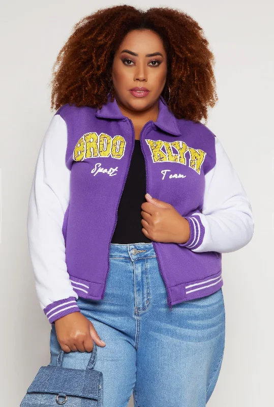 Plus Size Brooklyn Sport Team Varsity Jacket