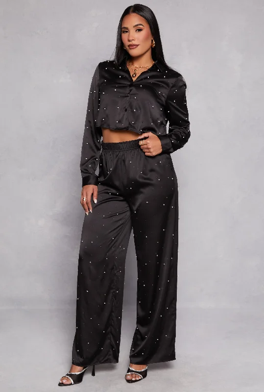 Haute Monde Studded Satin Pants