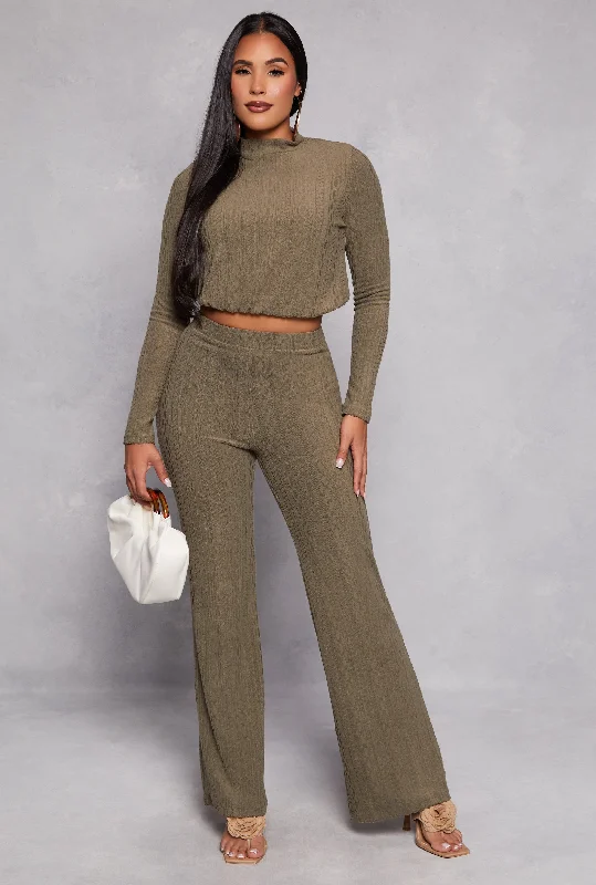 Cable Knit High Waist Pants