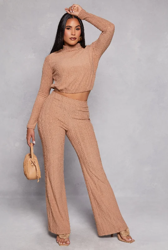 Cable Knit High Waist Pants