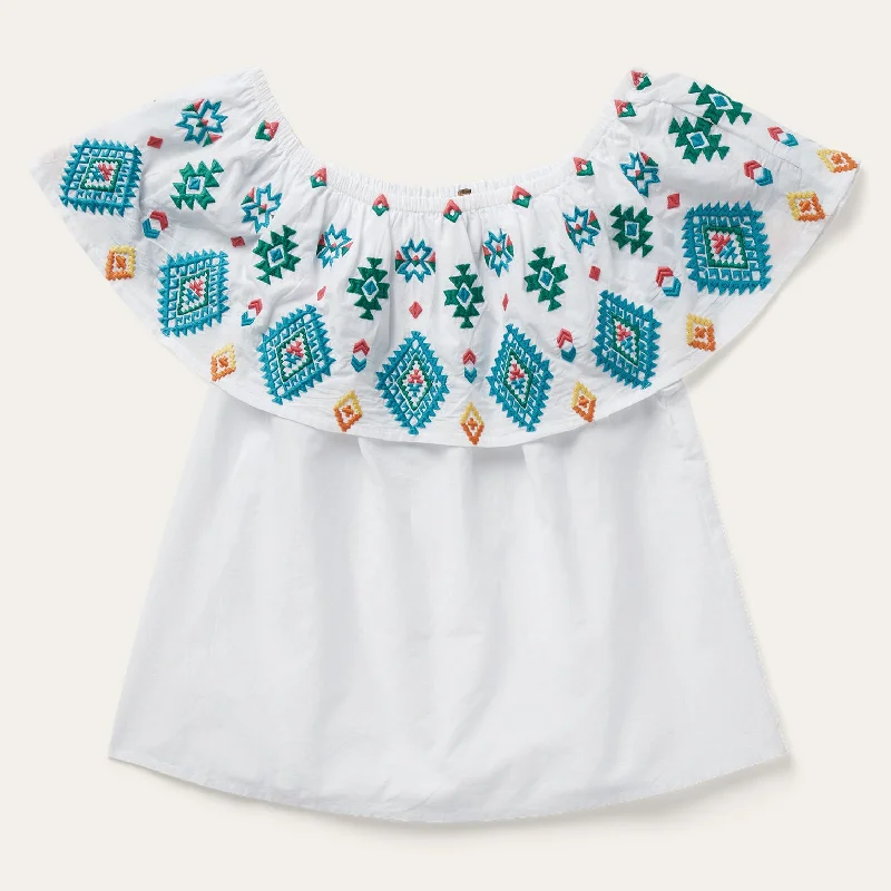 Bright Schiffli Embroidered White Cotton Lawn Blouse