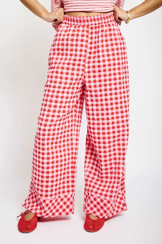 Elasticated Pant with Side Pockets in Gingham