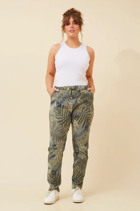 JANJA LEAF PRINT JOGGER PANTS