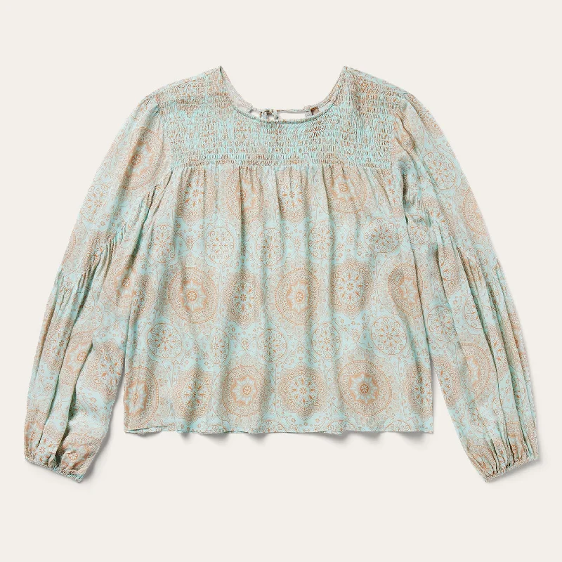 Mandala Print Peasant Blouse