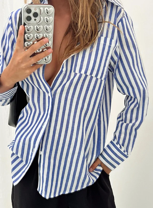 Shaylan Stripe Shirt Blue