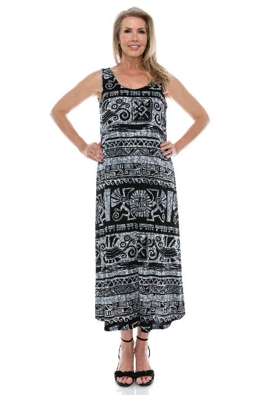 Plus Size Print Tank Long Dress Sleeveless-  7000BN-TXP1-W901