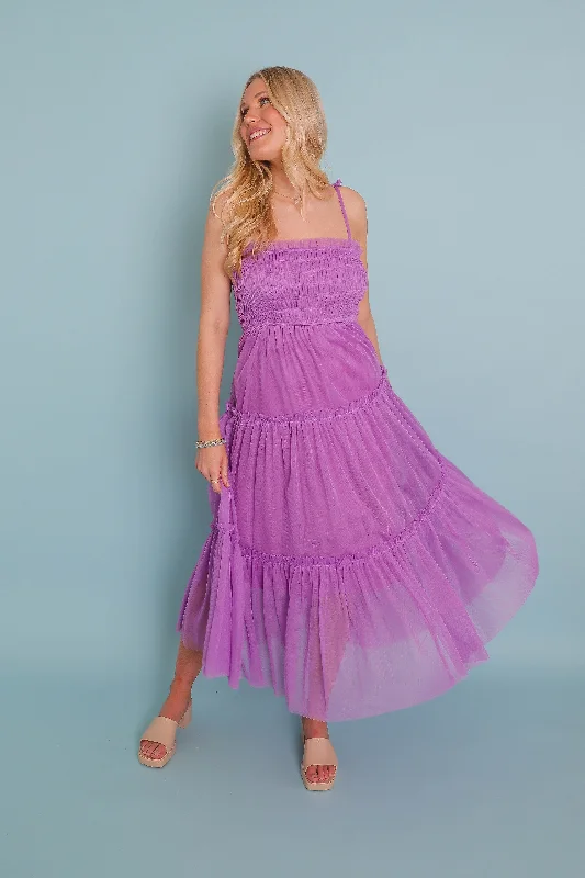 Arriving Late Midi Dress-Purple