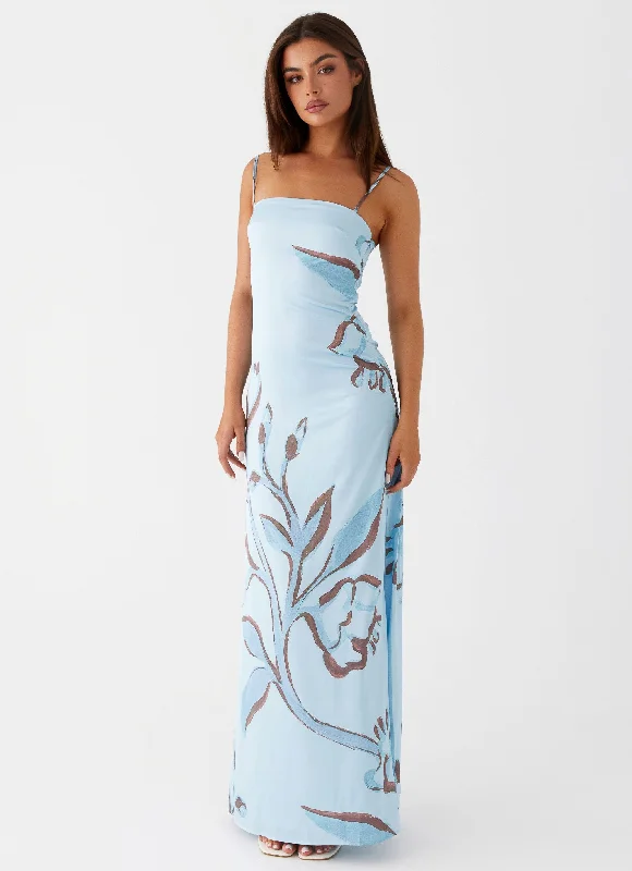 Aster Bloom Maxi Dress - Blue Floral