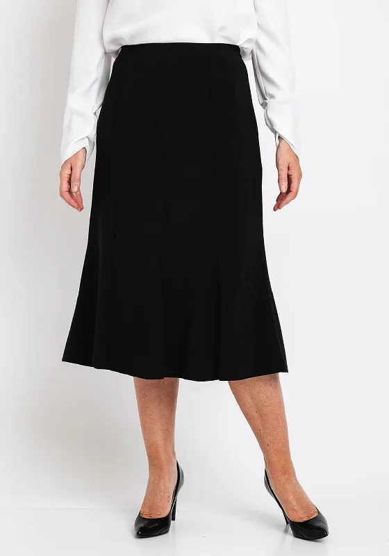 Avalon Panel Flared Midi Skirt, Black