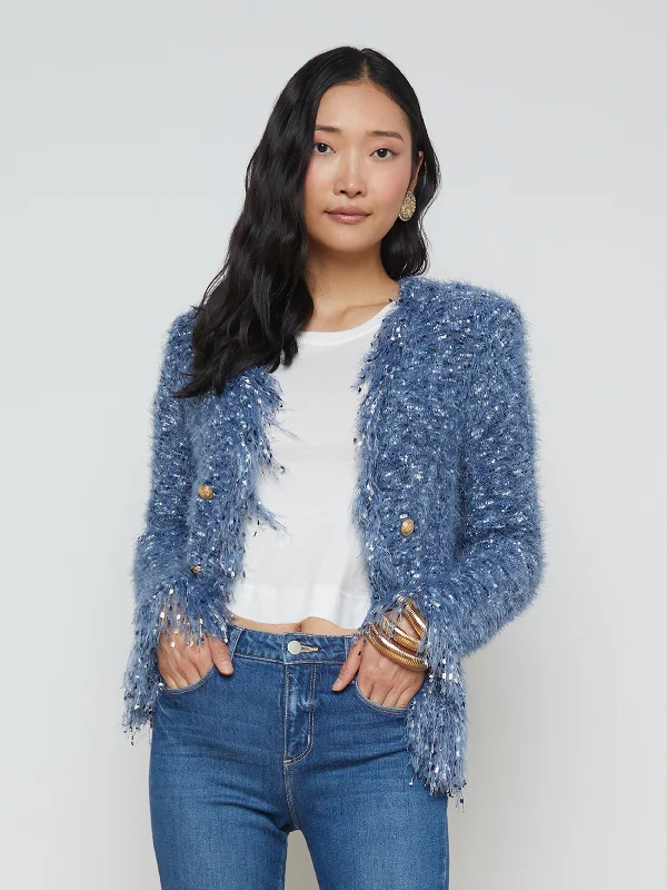 Azure Fringe Cardigan Blazer