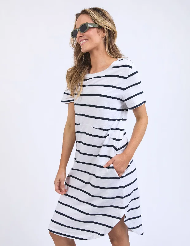 Bay Stripe Dress - White/Dark Sapphire Stripe