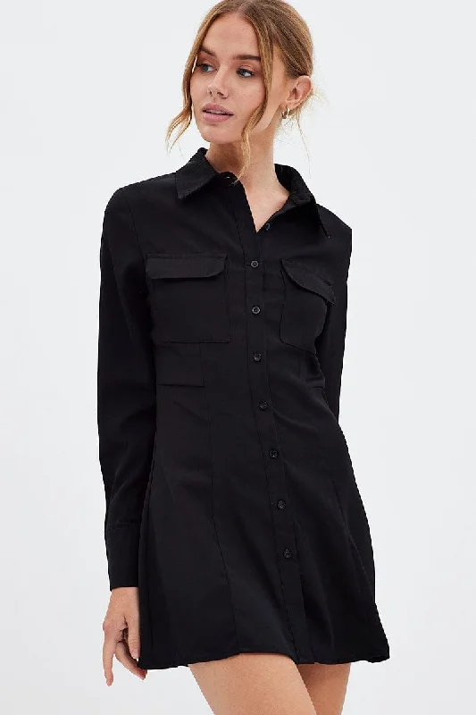 Black Shirt Dress Long Sleeve