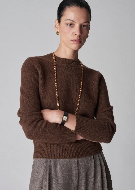 Long Sleeve Crew  in Cashmere - Brown