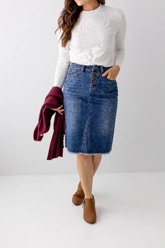 'Haven' Knee Length Denim Skirt FINAL SALE