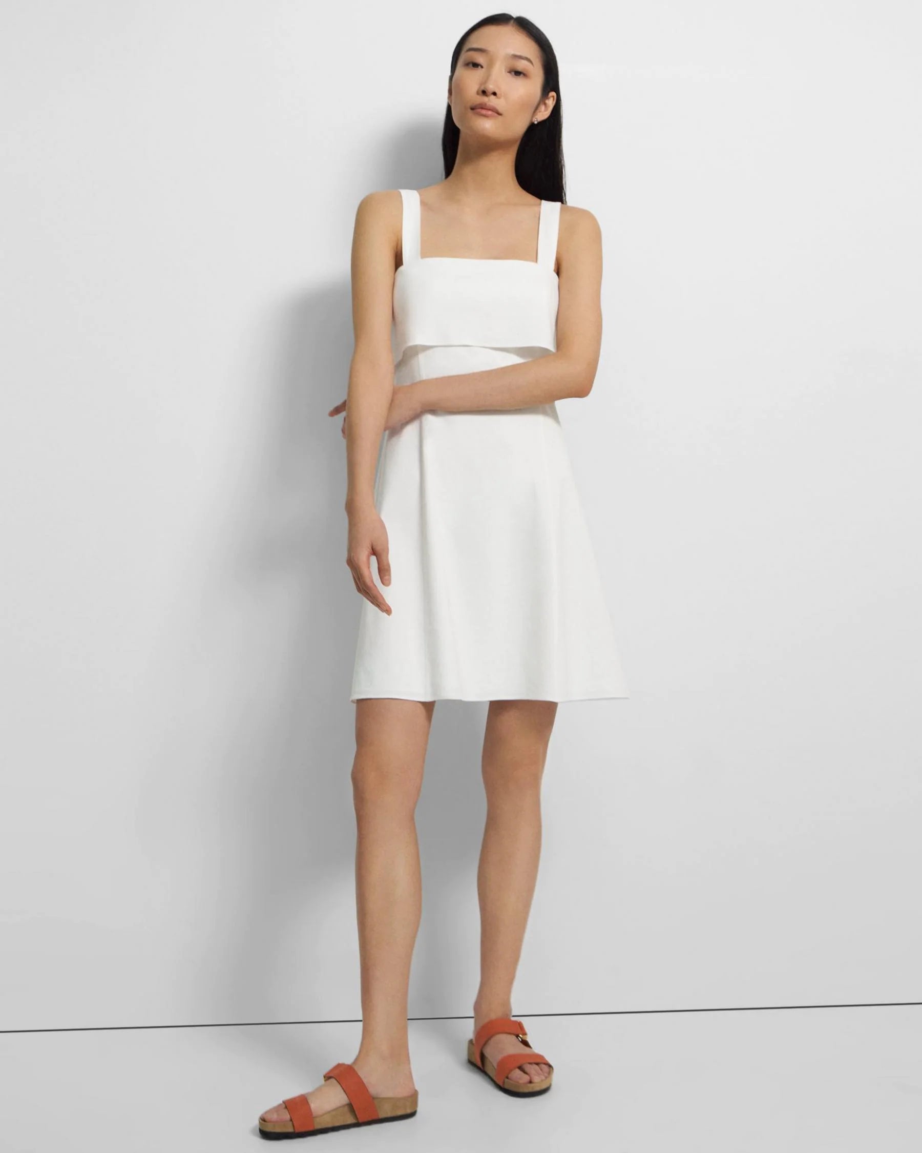 Good Linen Drape-Back Dress - White