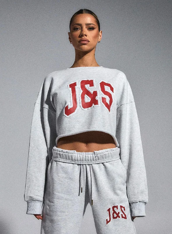 JGR & STN Double Play Cropped Sweatshirt Snow Grey Marle