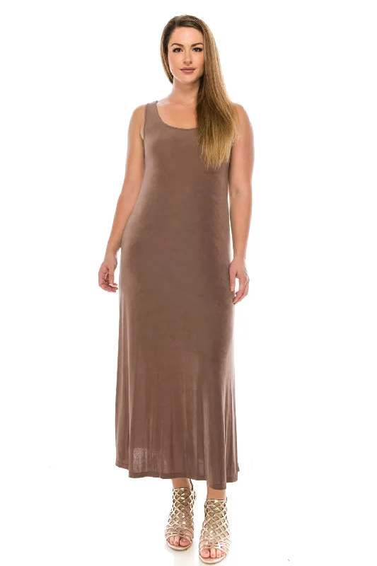 Plus SIze Non Iron Long Tank Dress-7000AY-TXS1