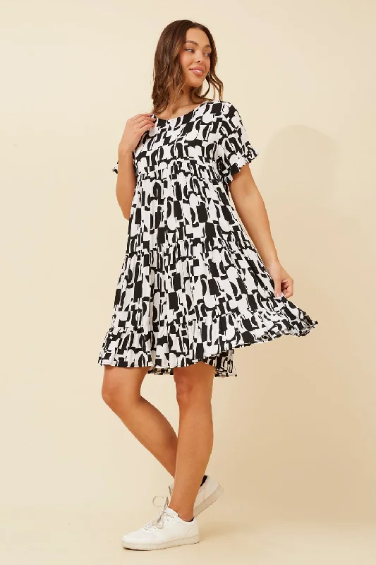 KELLY ABSTRACT BABYDOLL DRESS