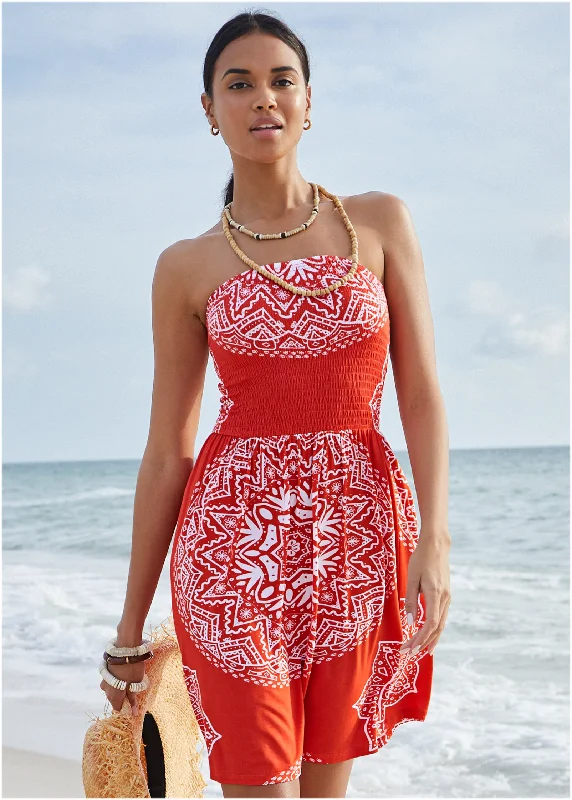 Convertible Coverup Dress - Ornate Medallion Clay