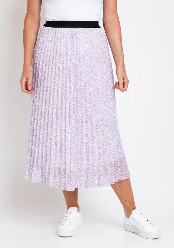 Serafina Collection One Size Pleated Midi Skirt, Lilac