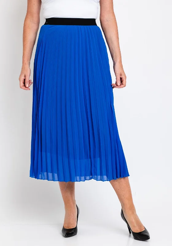 The Serafina Collection One Size Pleated Midi Skirt, Blue