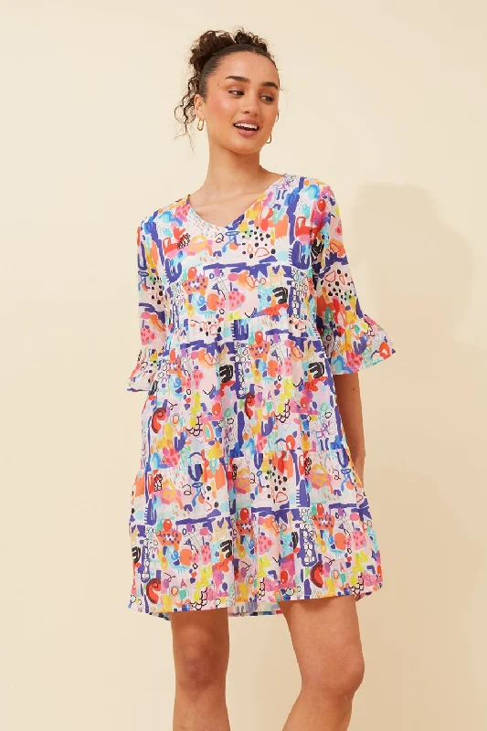 LEXRIE ABSTRACT PRINT DRESS