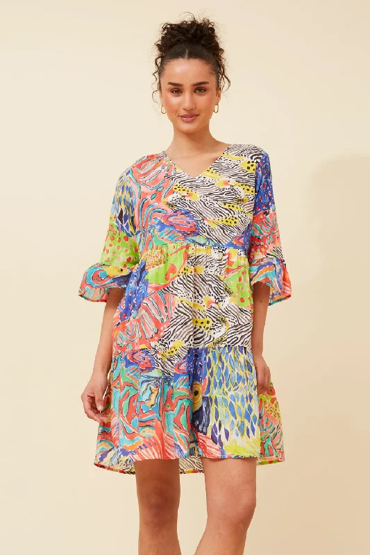 LEXRIE ABSTRACT PRINT DRESS