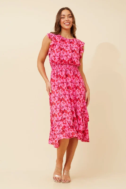 LOLA FLORAL MIDI DRESS