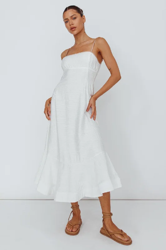 Noni Cami Strap Swing Midi Dress White