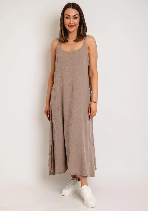 One Life Fiji Cotton Aline Midi Dress, Taupe