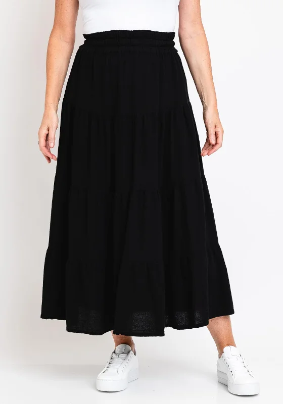 One Life Spirit Tiered Maxi Skirt, Black