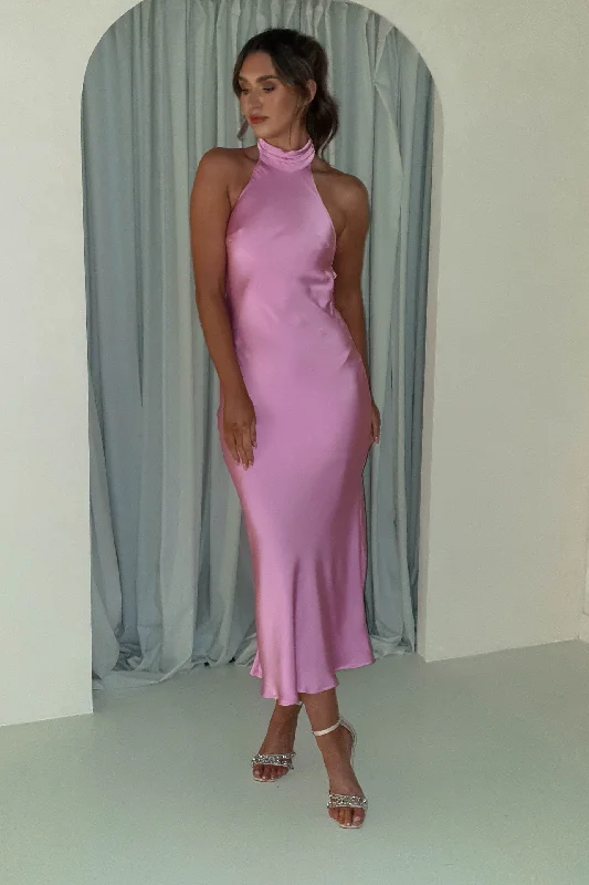 Pamela Halter Neck Maxi Dress | Pink