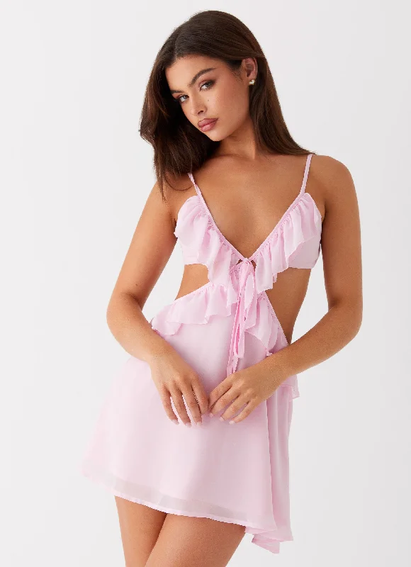 Polly Ruffle Mini Dress - Pink