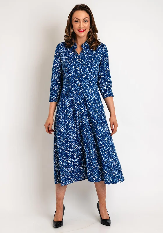 White Stuff Rua Jersey Shirt Dress, Navy Print