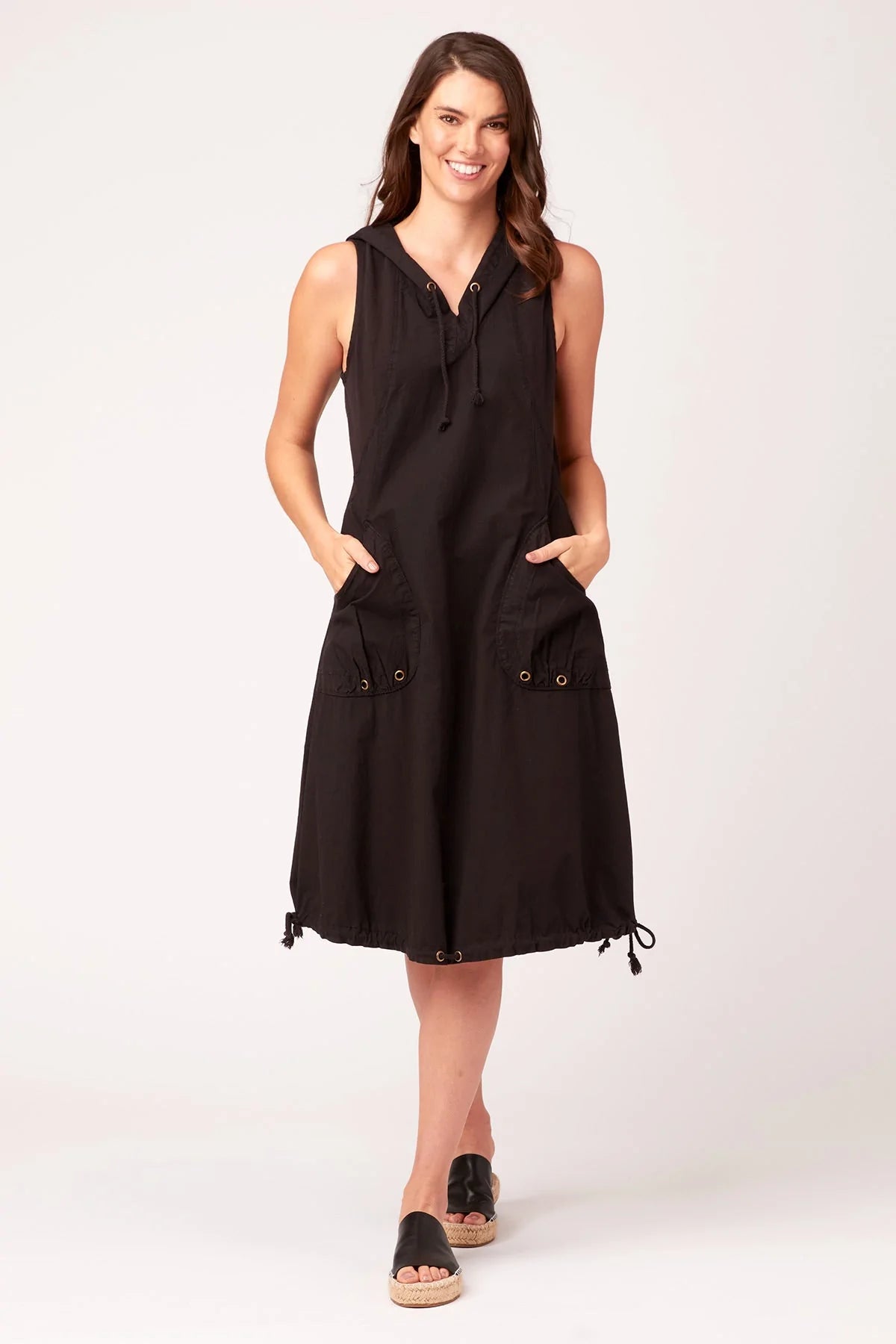 Sumi Hooded Tank Dress - Black