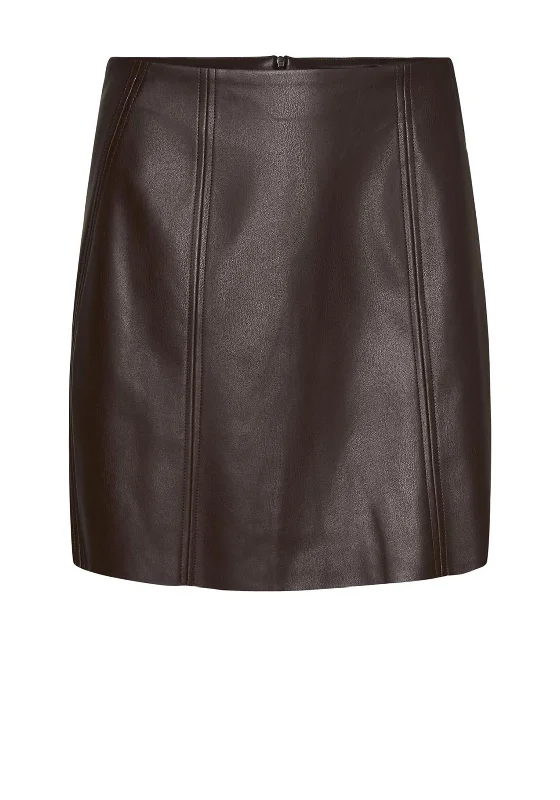 Vero Moda Olivia Faux Leather Mini Skirt, Coffee Bean