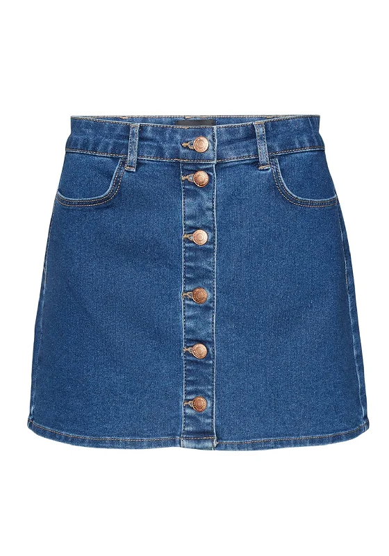 Vero Moda Briana Button Front Mini Denim Skirt, Medium Blue Denim