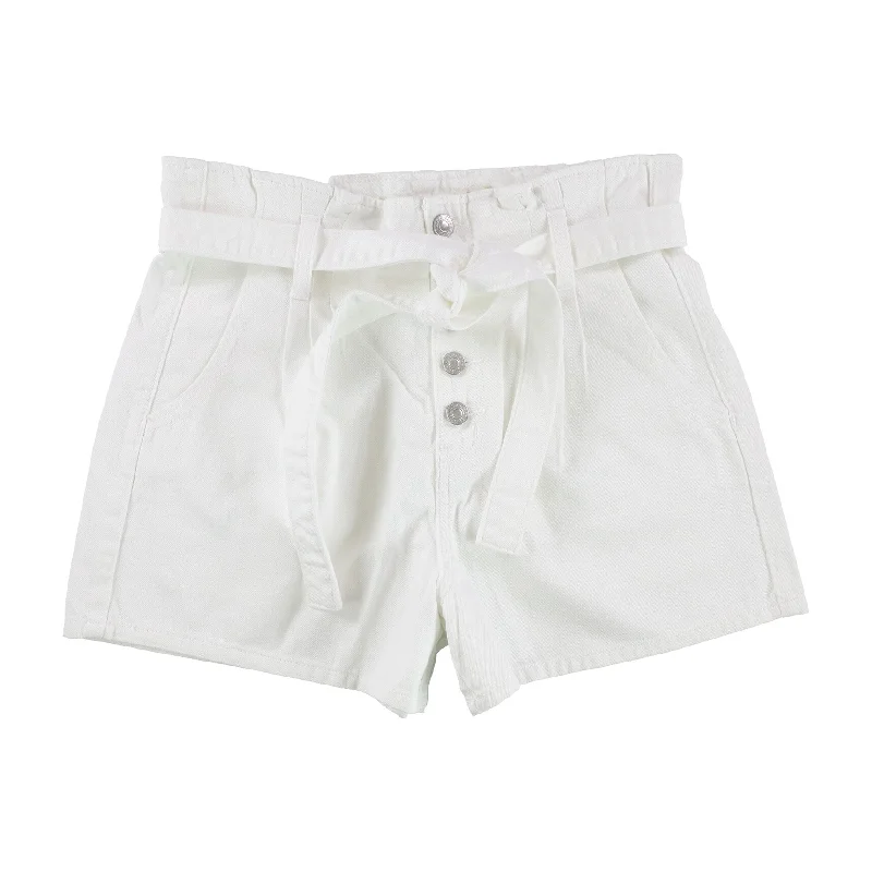 American Eagle Womens Belted Casual Denim Shorts, White, 6