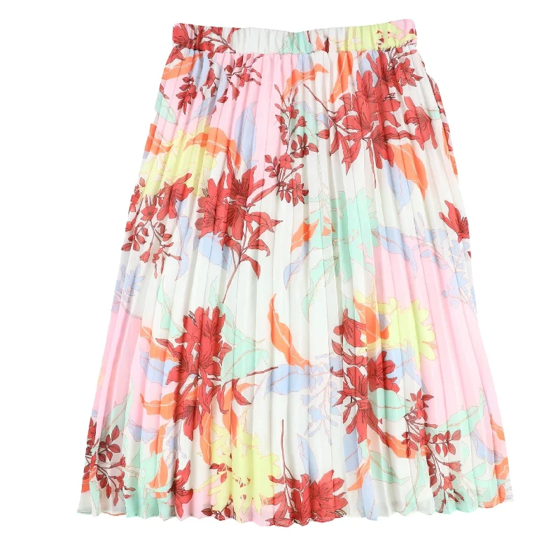 Bar Iii Womens Floral Print Pleated Skirt