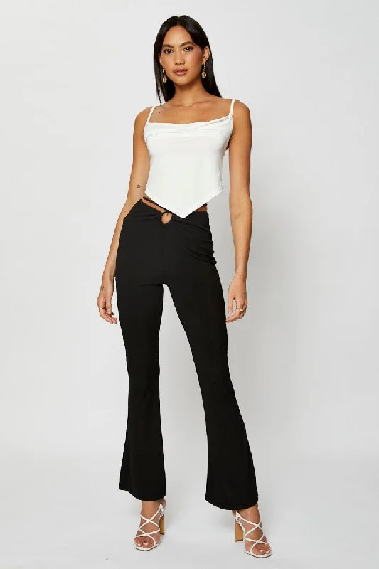 Black Jersey Pants Flare Leg