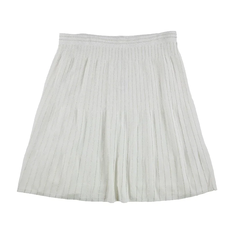 Calvin Klein Womens Gold Stripe A-line Skirt, White, X-Large