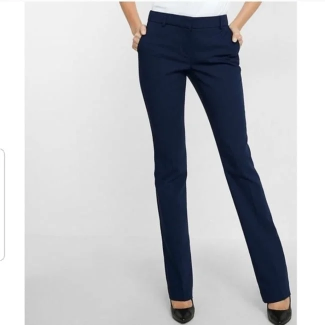 Calvin Klein Women's High-Waisted Tuxedo Pants Navy Size 14