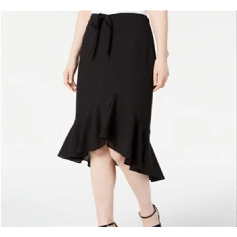 Calvin Klein Women's Ruffled High Low Skirt Black Size 12