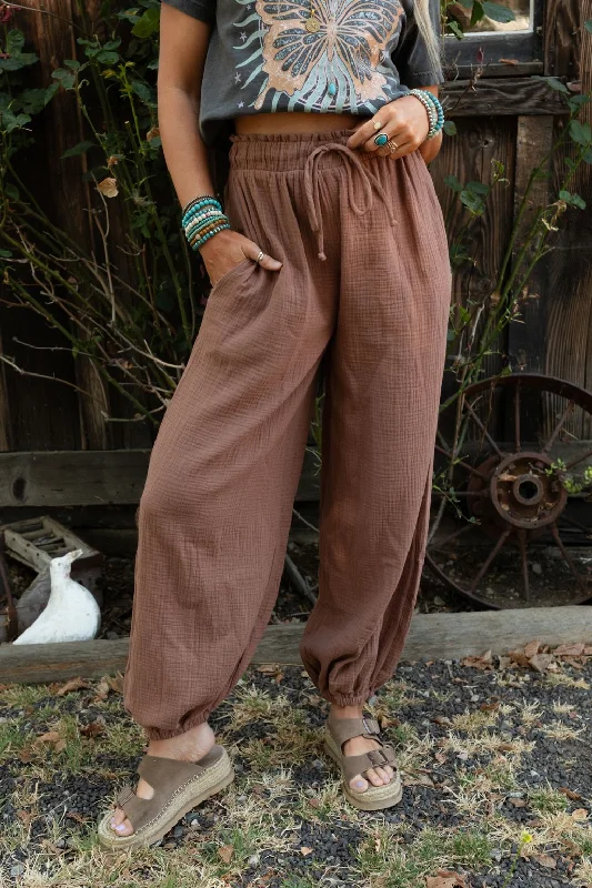 The Nest Celestia Wide Leg Cinched Pants - Copper