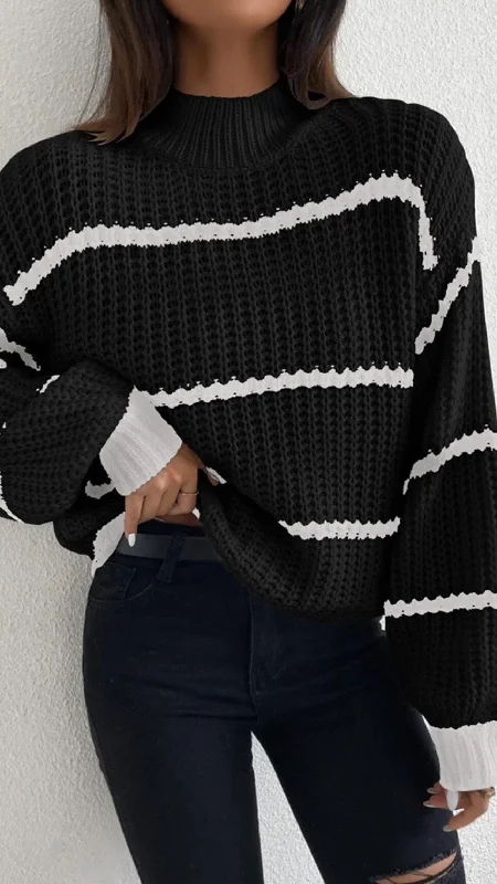 Faris Black & Cream Stripe Jumper