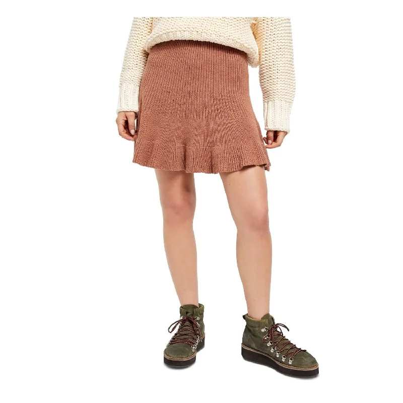 Free People Women's Brown Short Ruffled Skirt Brown Size Large