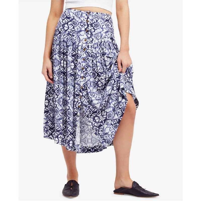 Free People Womens Lovers Dream Midi Skirt, Blue, 8