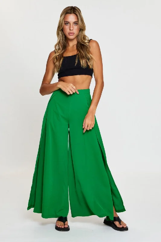 Green Wide Leg Pants