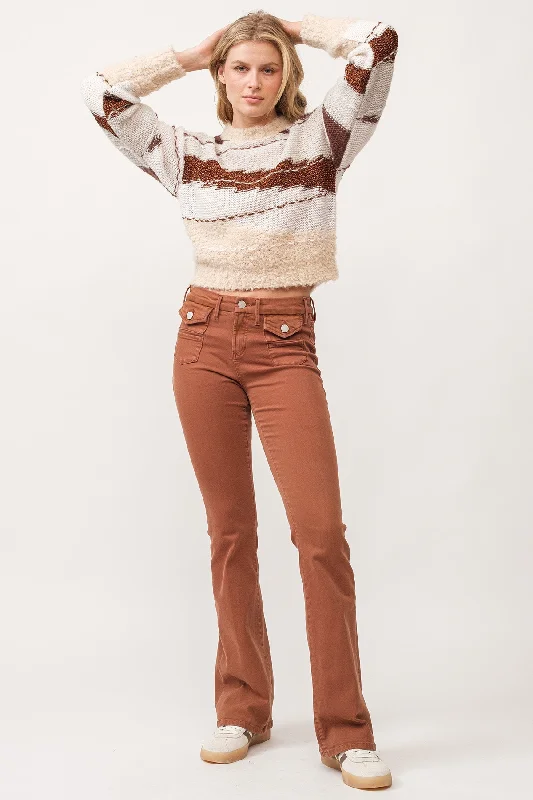 Jaxtyn Mid Rise Bootcut Jeans | Burnt Sienna